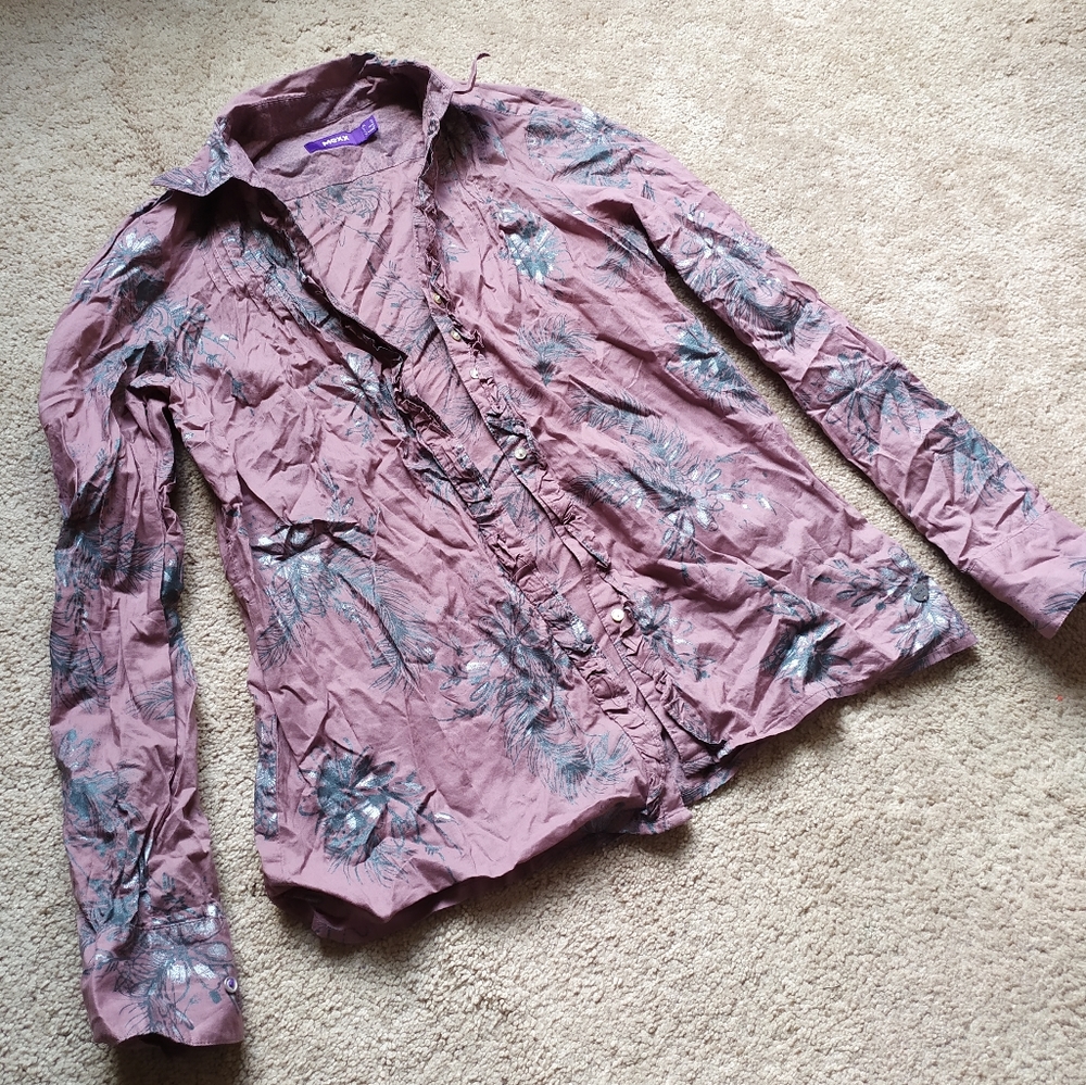 Mexx pink shirt with gray flowers size S